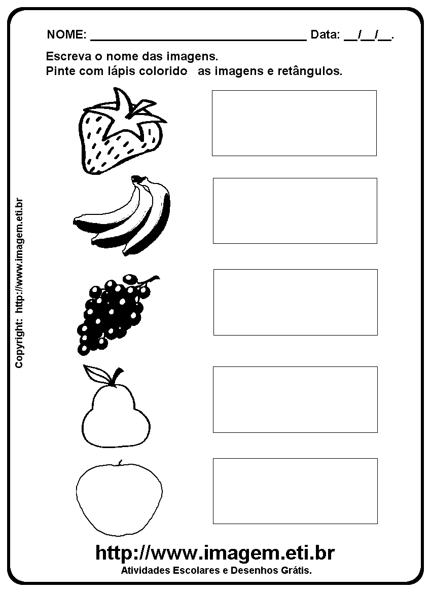 Atividade Para Imprimir de Escrever os Nomes das Frutas
