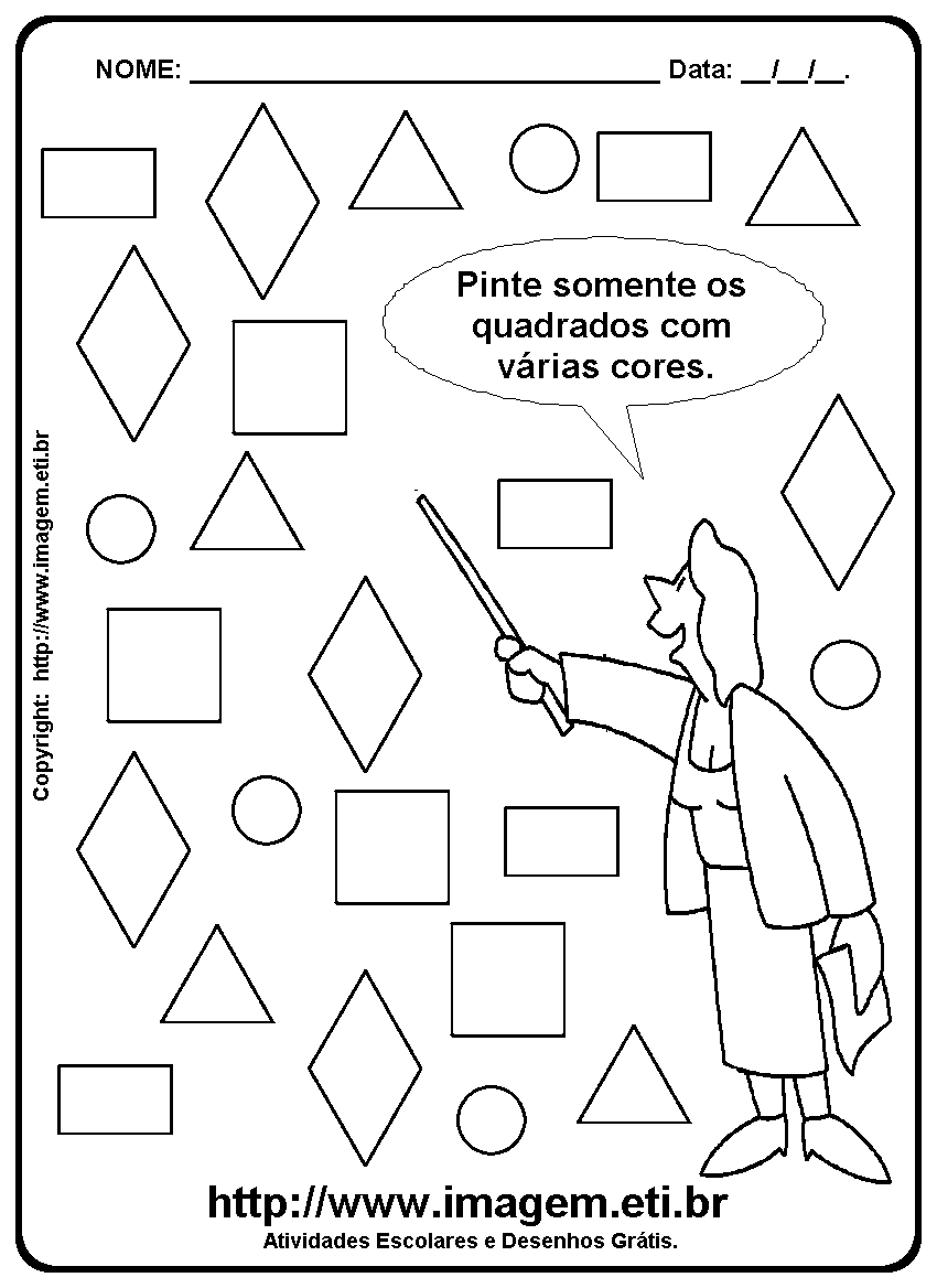 Atividade Para Imprimir Com a Figura Geométrica Quadrado