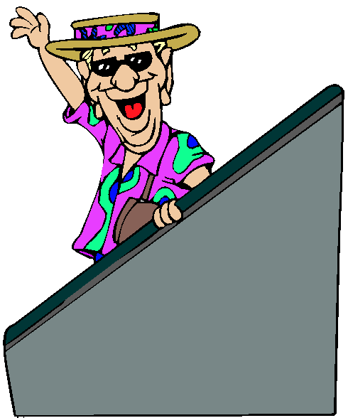 Clipart Dando Adeus na Escada Rolante, Homem de Camisa Florida