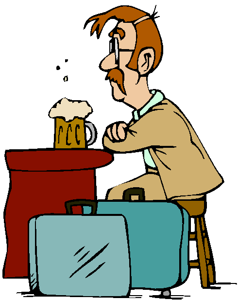 Clipart Tomando Cerveja, Mesa de Bar, Bagagem
