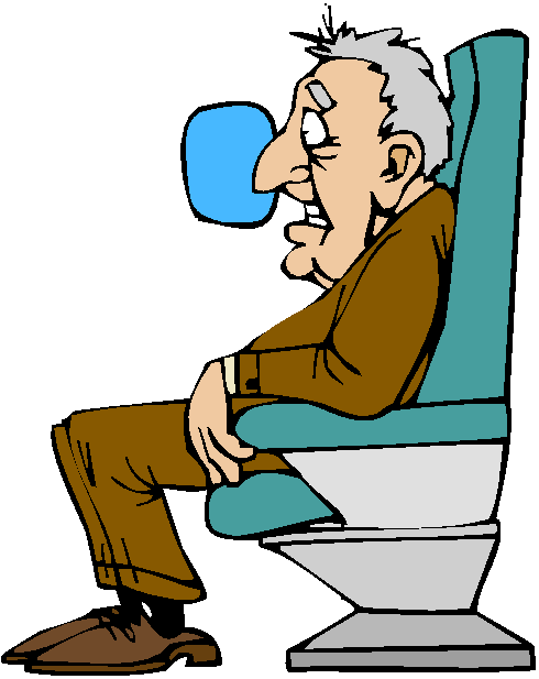 Clipart Senhor Idoso no Avião com Medo