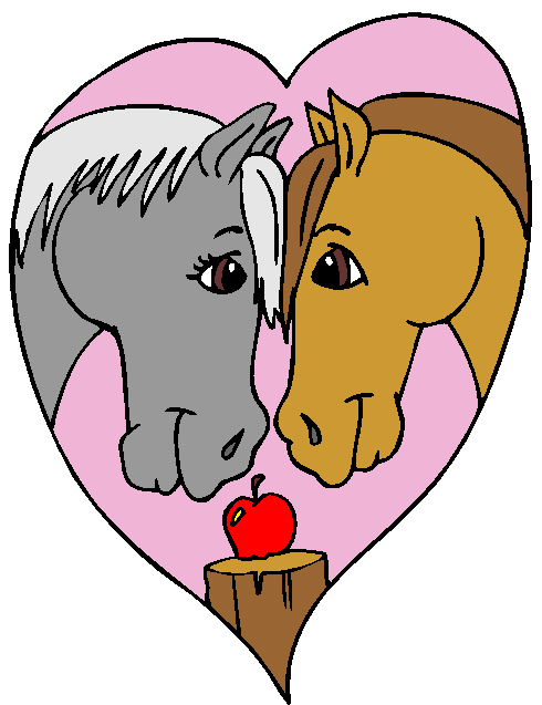 Clipart Casal de Cavalos em Um Coração
