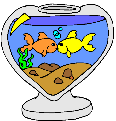 Aquário de Peixes em Forma de Coração
