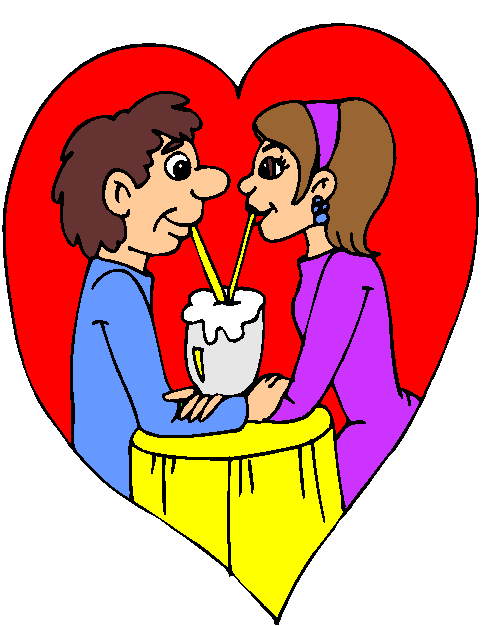 Clipart Namorados Tomando Suco de Canudinho