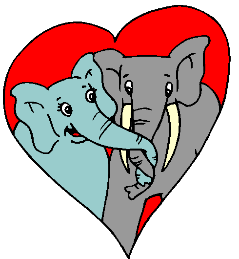 Clipart Casal de Elefantes Dentro de Um Coração