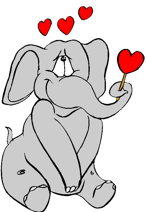 Clipart Elefante Apaixonado, Corações