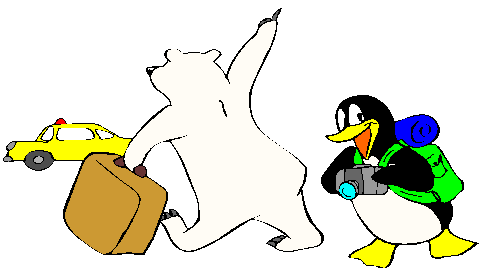 Clipart Urso e Pinguim Viajando
