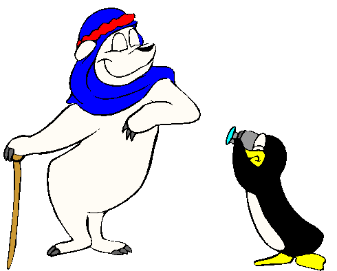Pinguim Tirando Foto do Urso Branco Fantasiado