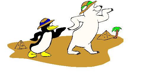 Clipart Pinguim e Urso Branco No Egito