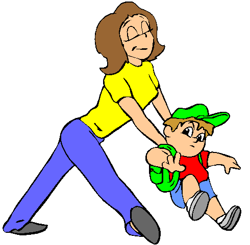 Mãe Levando Filho Para Escola à Força