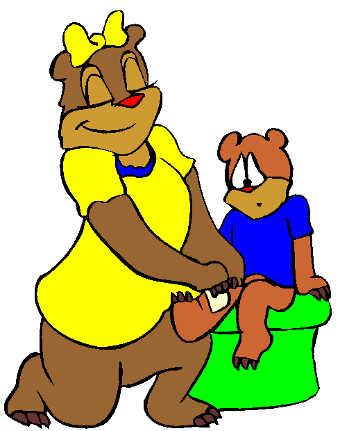 Clipart Mãe Urso Cuidando do Seu Filhote Ursinho
