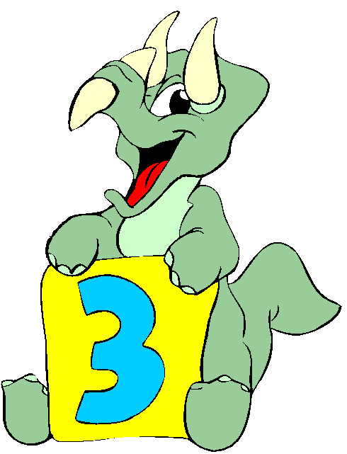 Clipart Dinossauro, Número Três, 3