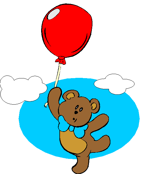 Clipart Ursinho Voando Com Balão Vermelho