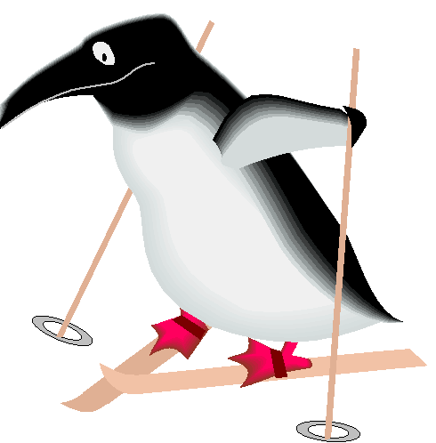 Clipart Pinguim Esquiando