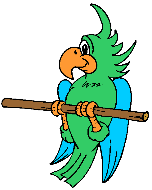 Clipart Papagaio Segurando-Se No Puleiro