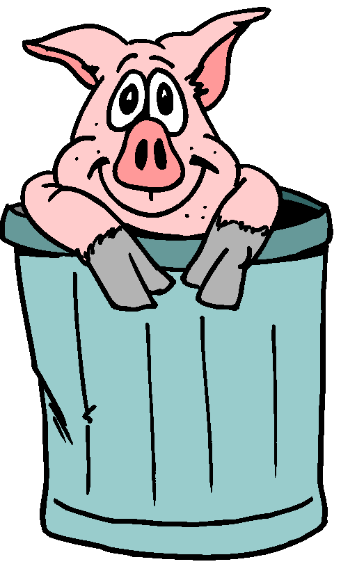Clipart Porco Dentro de Lata de Lixo
