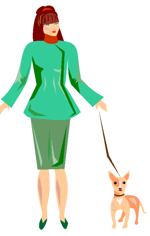Clipart Mulher Com Cachorro de Estimação