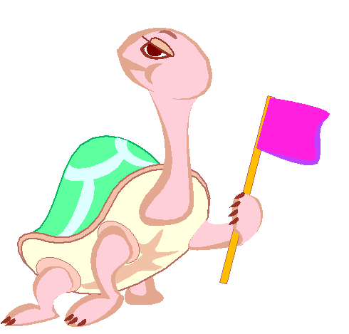Clipart Tartaruga Segurando Bandeirinha Rosa