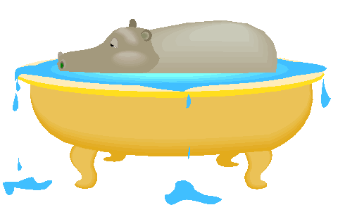 Clipart Hipopótamo Dentro de Uma Banheira