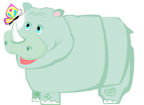 Clipart Hipopótamo Com Borboleta No Seu Chifre