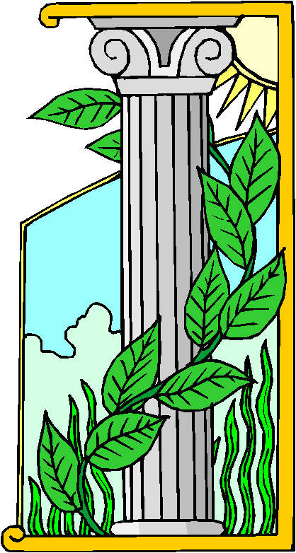 Clipart Coluna, Folhas Verdes