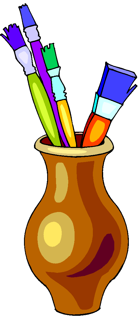 Clipart Vaso Com Pincel Colorido