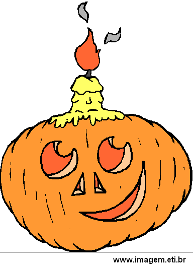 Abóbora de Halloween Com Vela Acesa