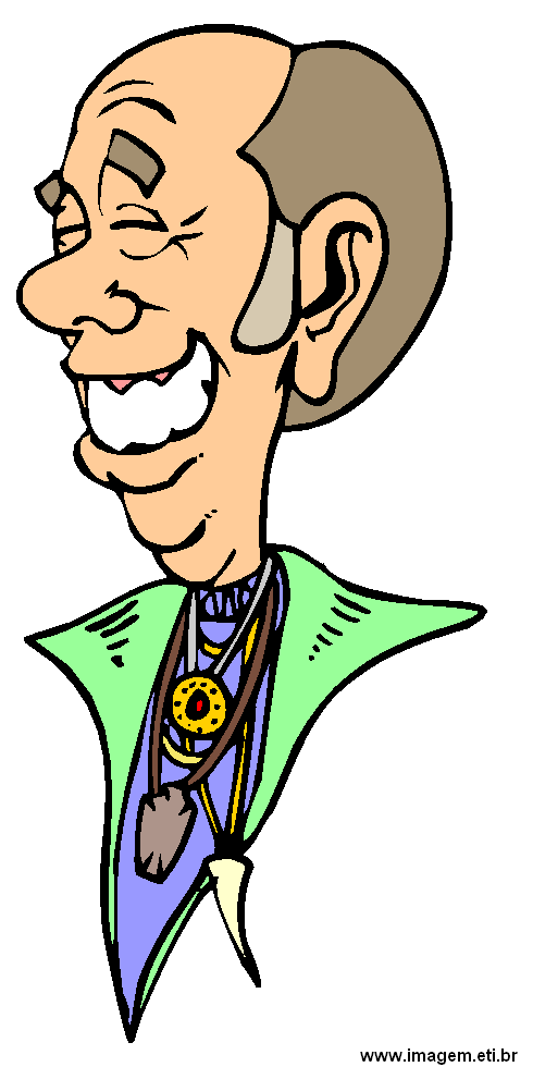 Clipart Caricatura de Homem Com Vários Colares no Pescoço.