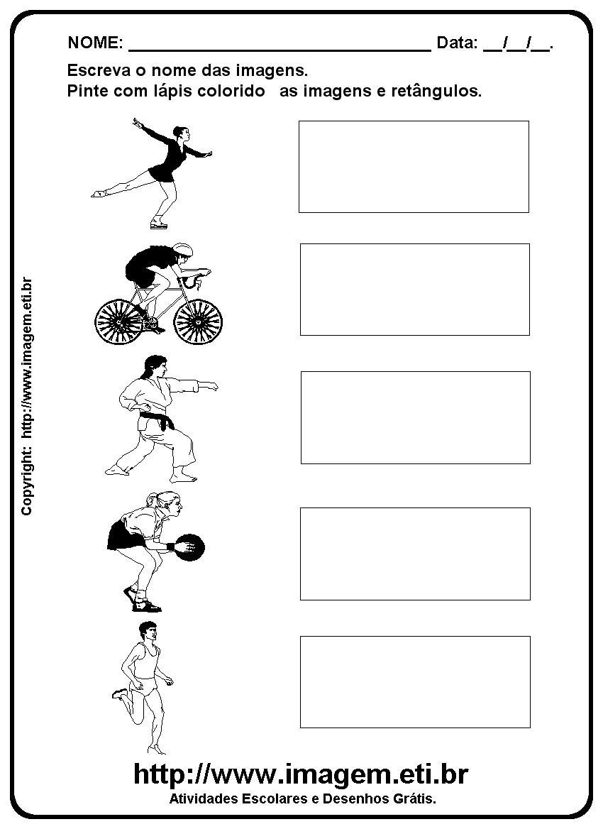 Atividade Para Imprimir de Escrever os Nomes dos Tipos de Esportes