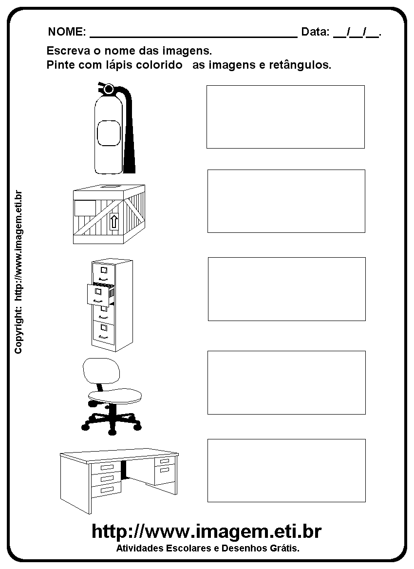 Atividade Para Imprimir de Escrever os Nomes dos Móveis e Utensílios