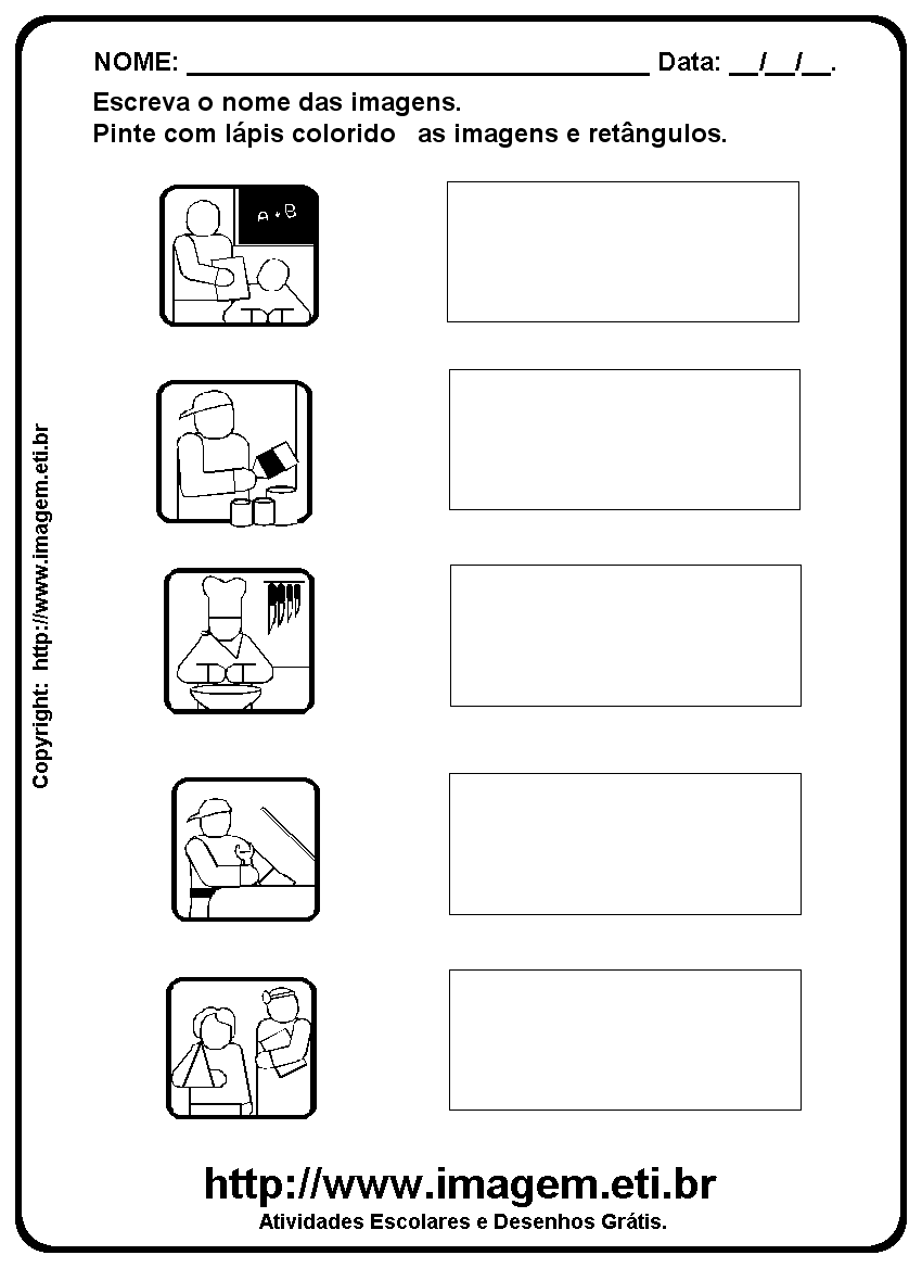 Atividade Para Imprimir de Escrever os Nomes das Profissões