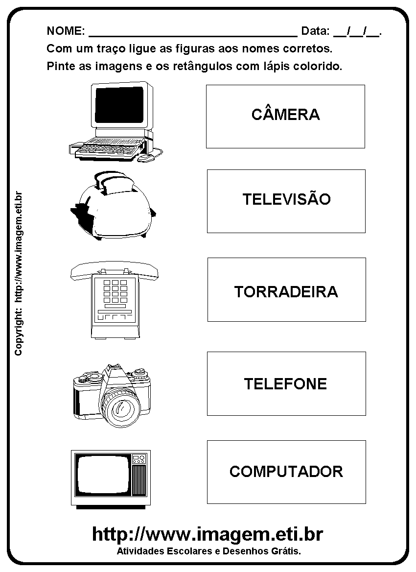 Atividade Para Imprimir de Ligar e Pintar Eletrônicos