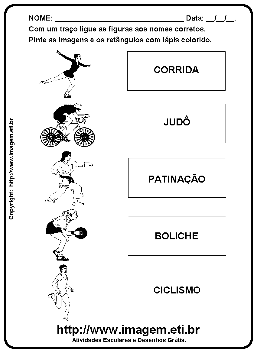 Atividade Para Imprimir de Ligar e Pintar Esportes