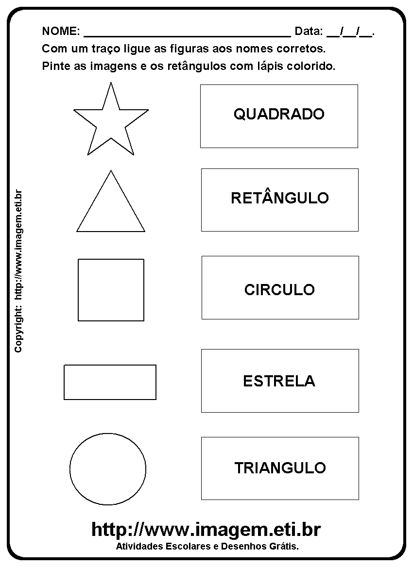 Atividade Para Imprimir de Ligar e Pintar Figuras Geométricas