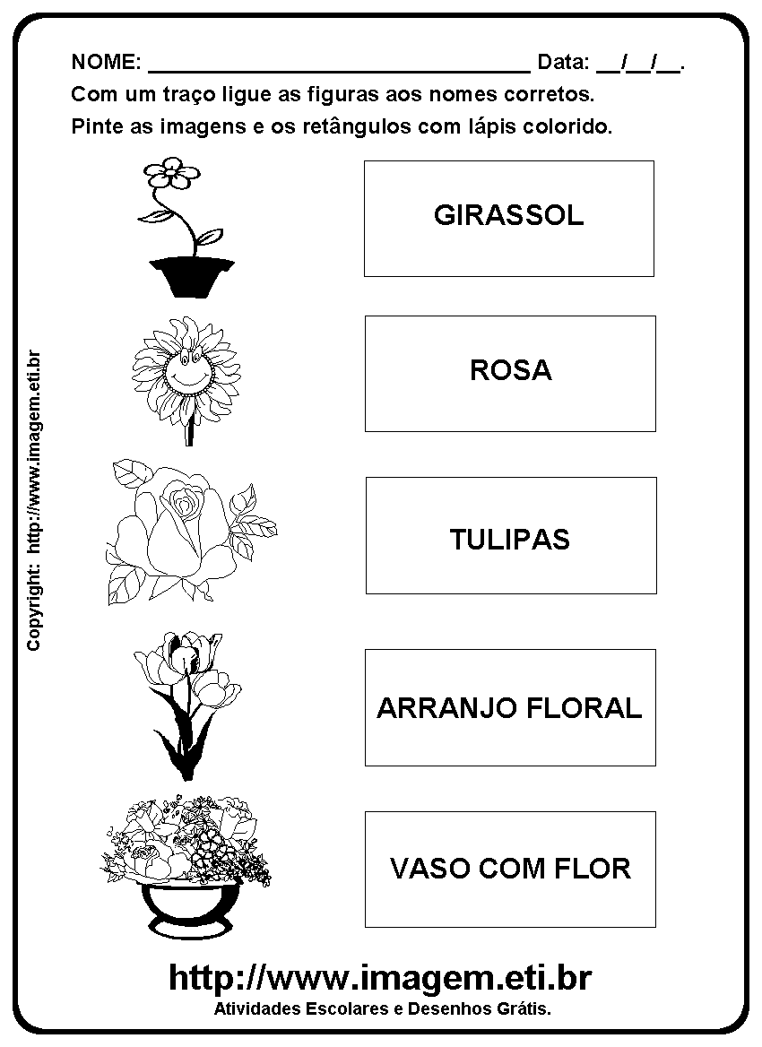 Atividade Para Imprimir de Ligar e Pintar Flores