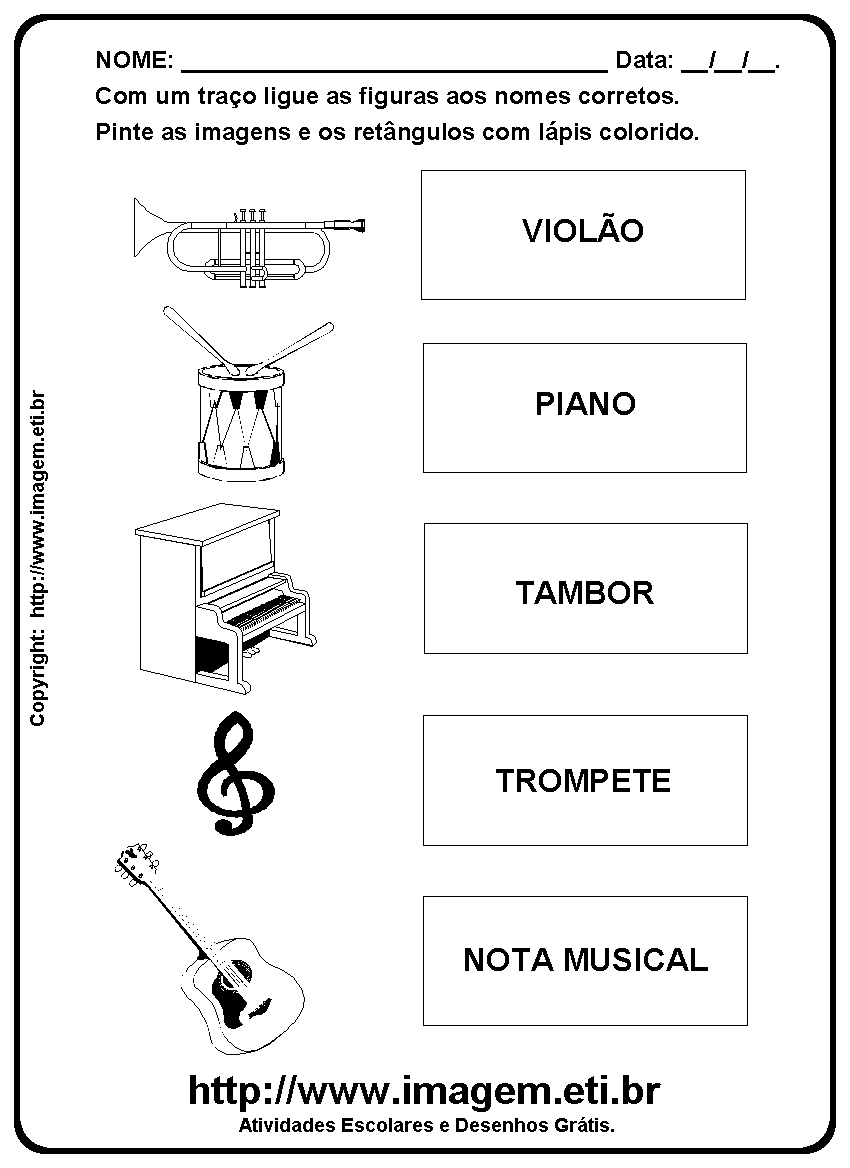 Atividade Para Imprimir de Ligar e Pintar Sobre Música