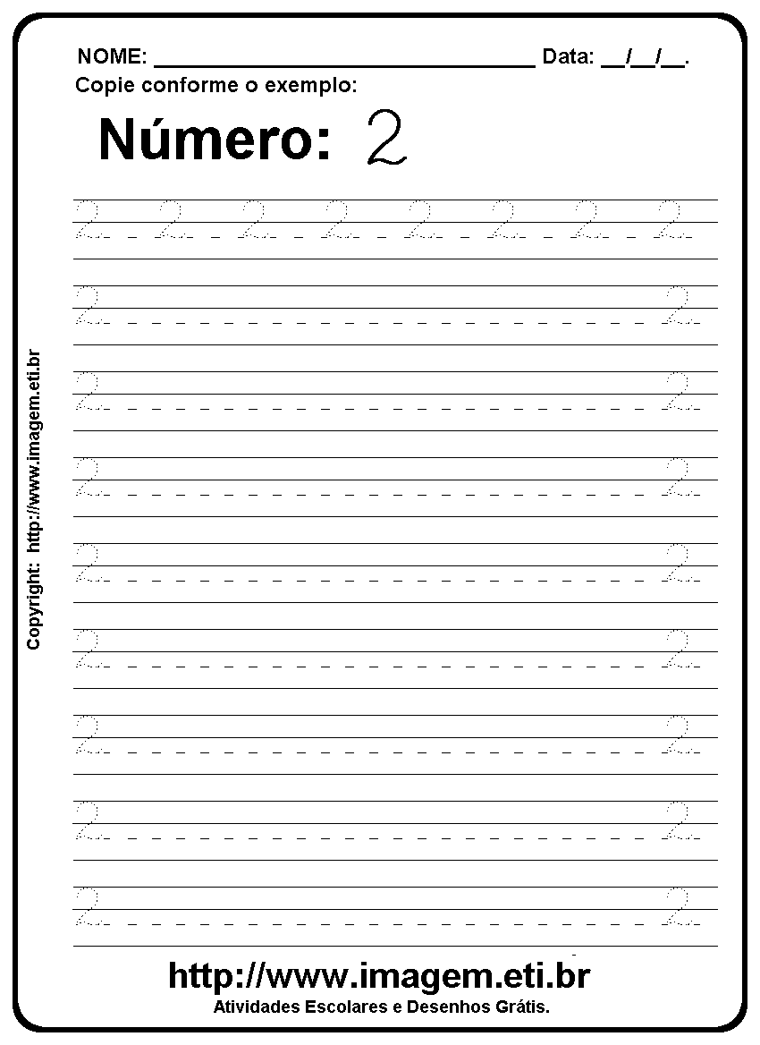 Atividade Pontilhada Para Imprimir com o Número 2