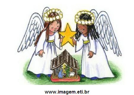Cartão de Natal, Anjos no Presépio de Natal.
