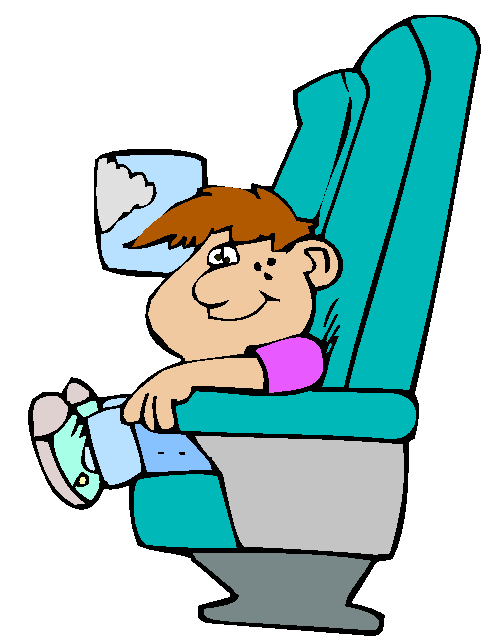 Clipart Criança Alegre Viajando de Avião