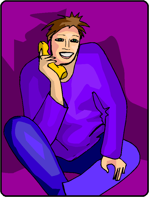 Clipart Falando ao Telefone, Fundo Roxo