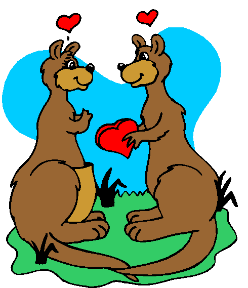 Clipart Canguru, Amor, Corações