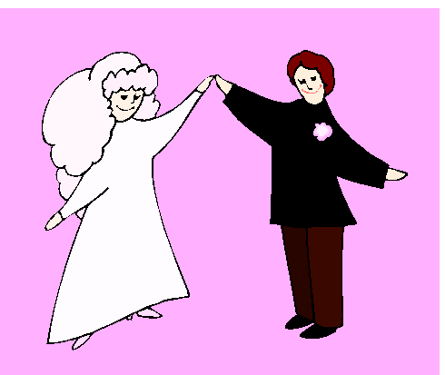 Clipart Casal de Noivos, Fundo Rosa