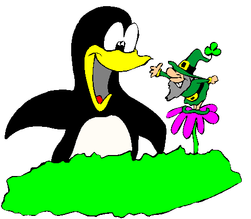 Clipart Pinguim Achou Trevo da Sorte