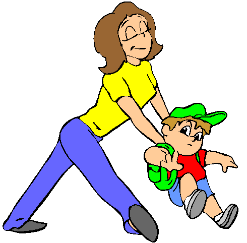 Clipart Mãe Levando Filho Para Escola à Força