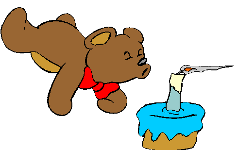 Clipart Ursinho Apagando Vela de Aniversário