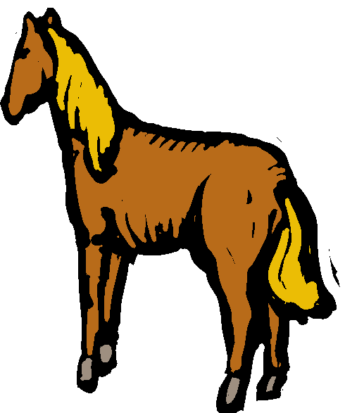 Clipart Cavalo Marrom Com Crina Côr Laranja