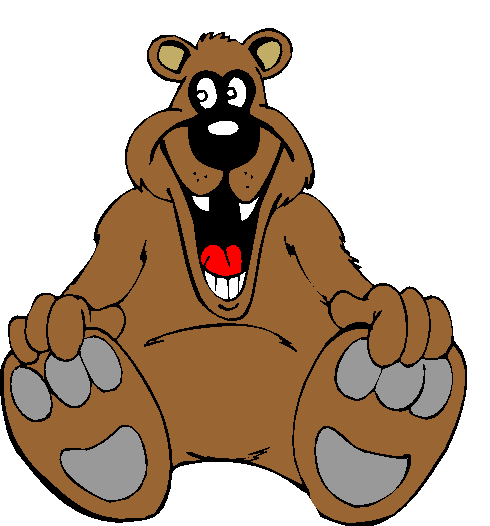 Clipart Colorido Grátis Urso de Boca Aberta.