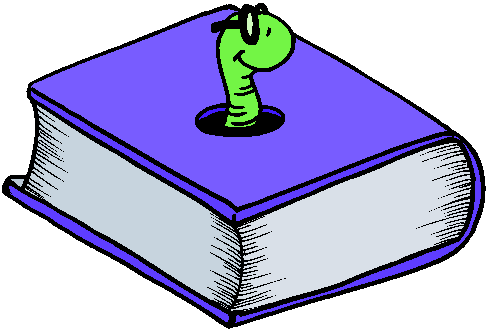 Clipart Minhoca de Óculos Dentro de Livro