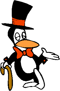 Clipart Pinguim de Cartola, Gravata e Bengala