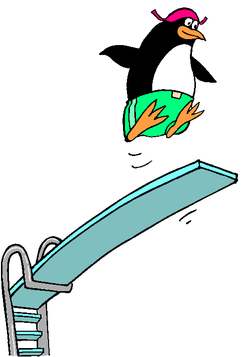 Clipart Pinguim em Salto Ornamental